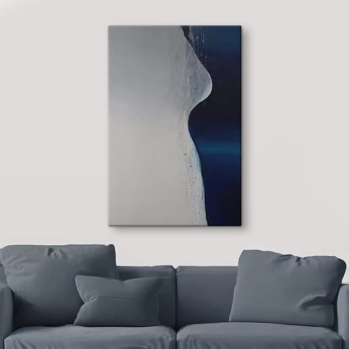 murales de pared Abstracción en forma de ola con paleta blanca y azul paleta azul s44895