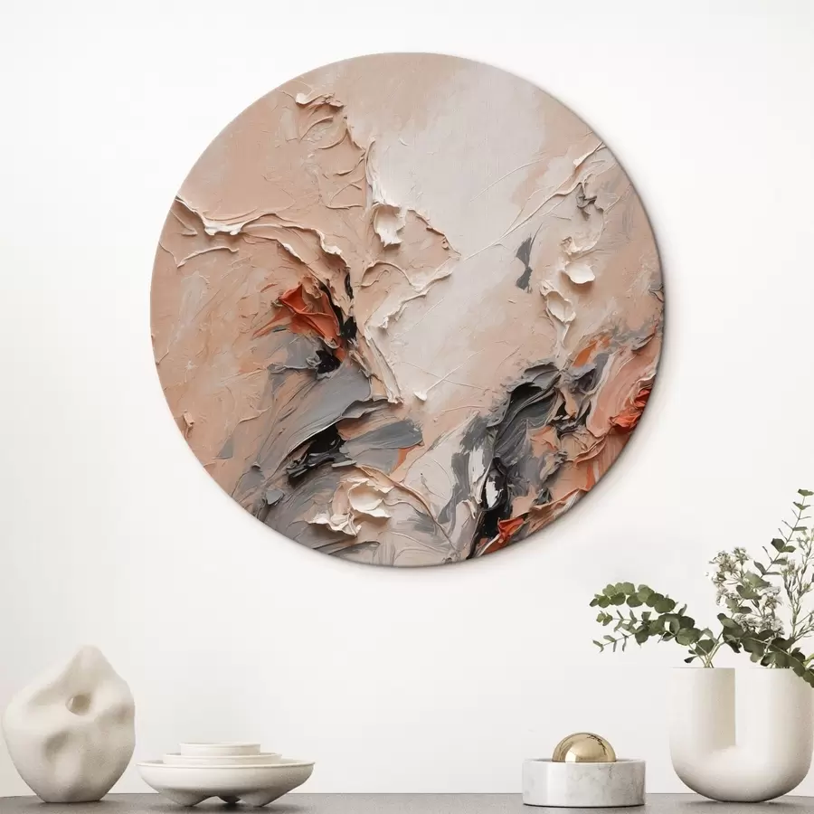 murales de pared Abstracto en tonos grises melocotón con trazos texturados r44873