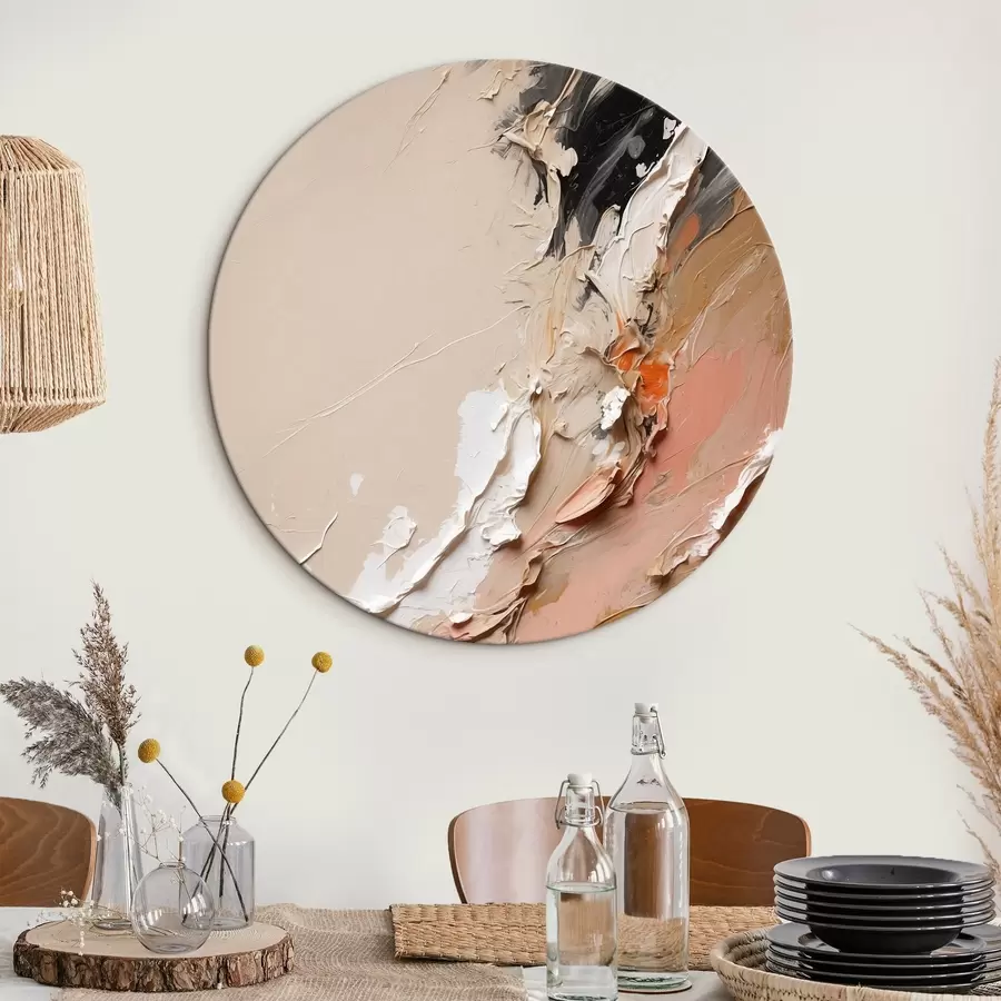 murales de pared Abstracción en beige y negro con toques de rosa y blanco r44875