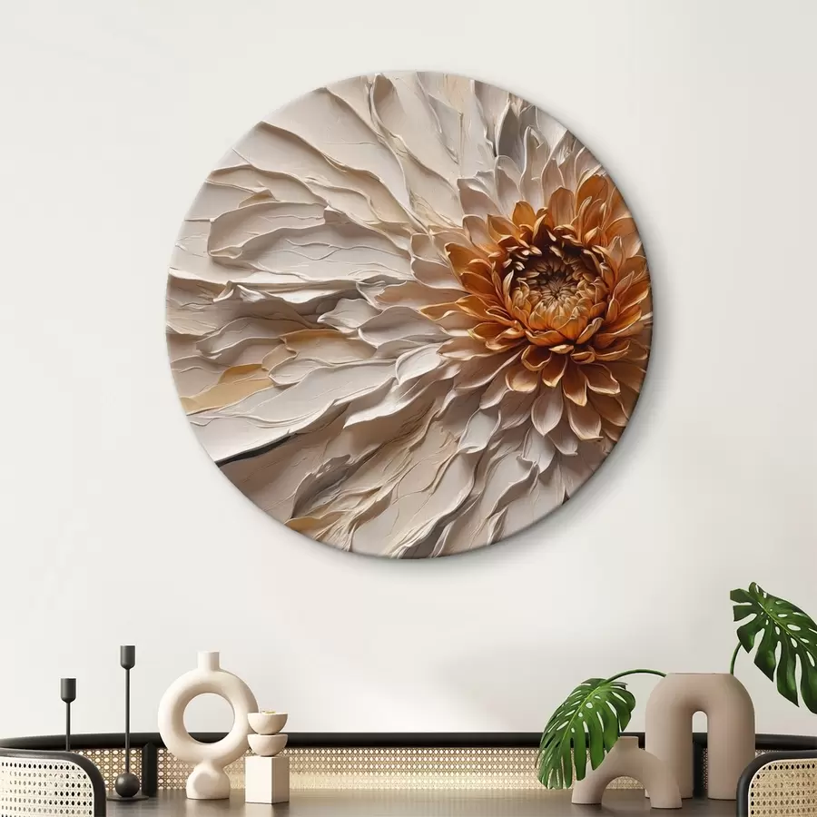 murales de pared Flor volumétrica de pétalos cremosos y núcleo cálido r44878