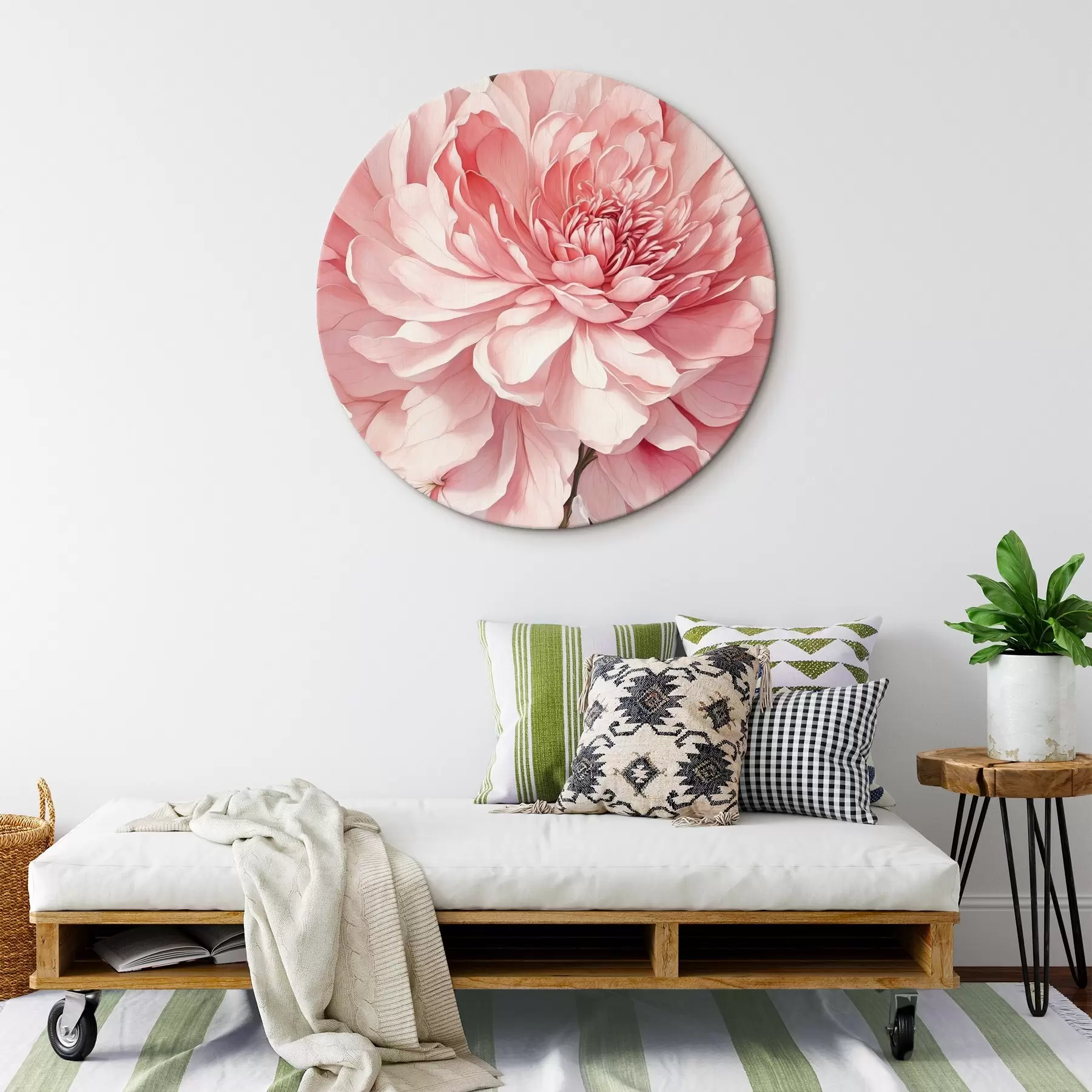 murales de pared Peonía rosa de cerca con iluminación suave r44891