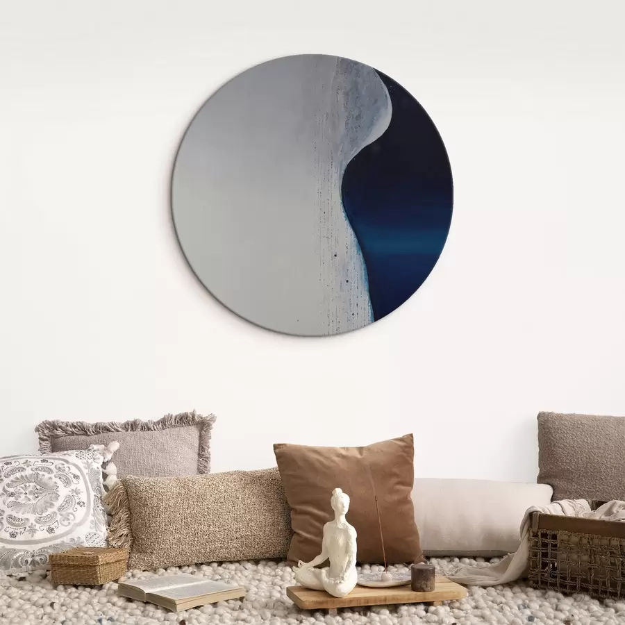 murales de pared Abstracción en forma de ola con paleta blanca y azul paleta azul r44895
