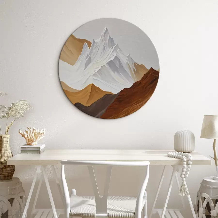 murales de pared Paisaje geométrico de montaña en tonos marrones y blancos r44896