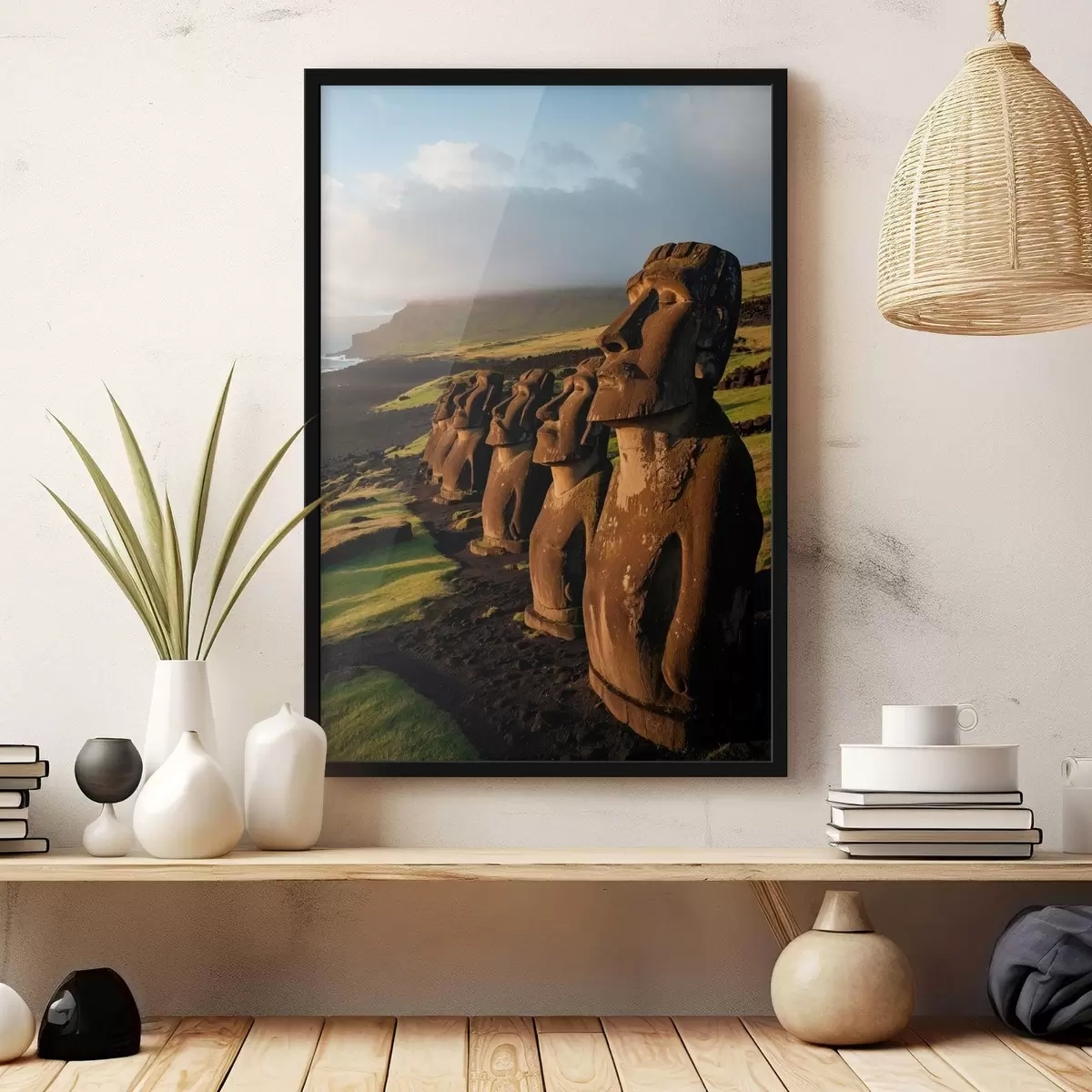 Poster Hojas verdes texturizadas en macro con luz suave f44899