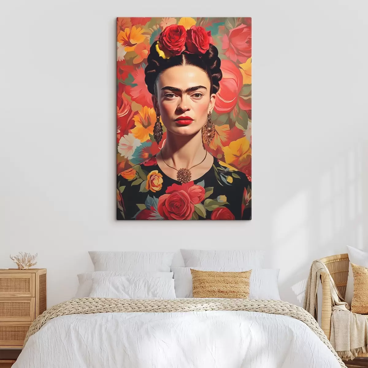 murales de pared Retrato sobre fondo de flores s44920