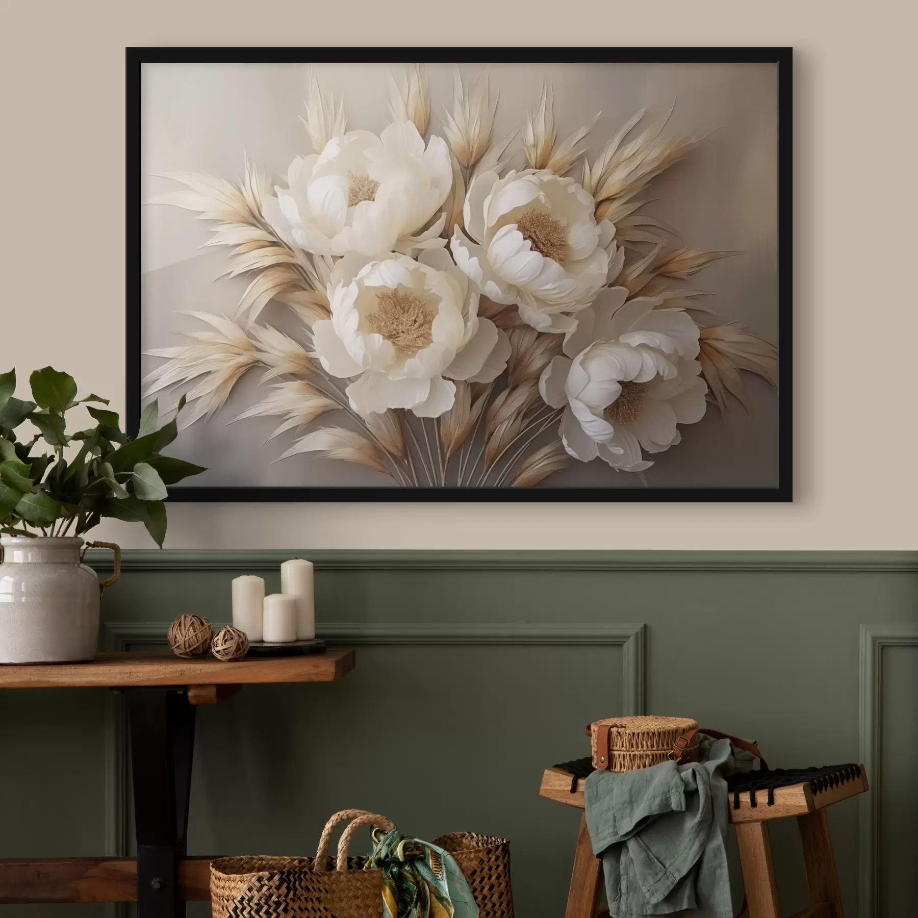 murales de pared Peonías con espiguillas f44913