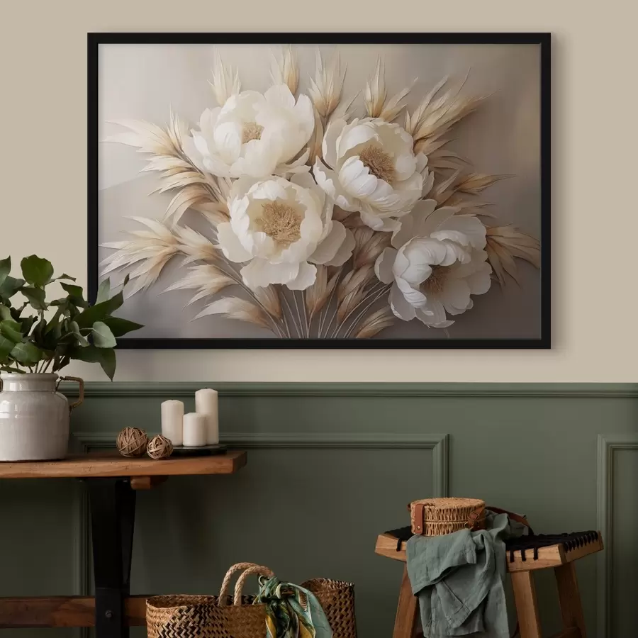 murales de pared Peonías con espiguillas f44913