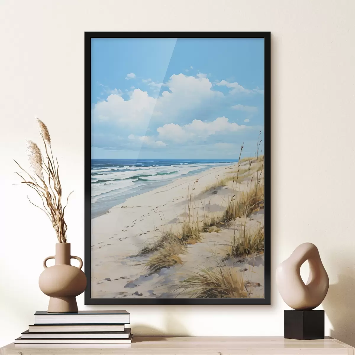 Poster Hierba en la costa bajo un cielo azul f44917