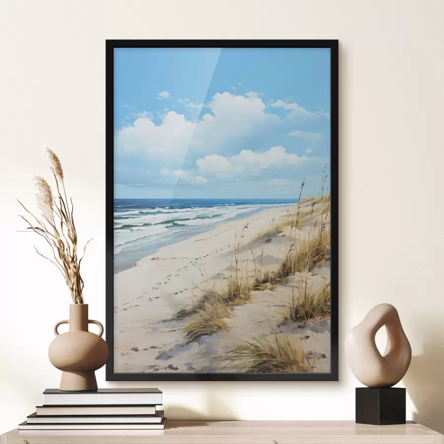 murales de pared Hierba en la costa bajo un cielo azul f44917