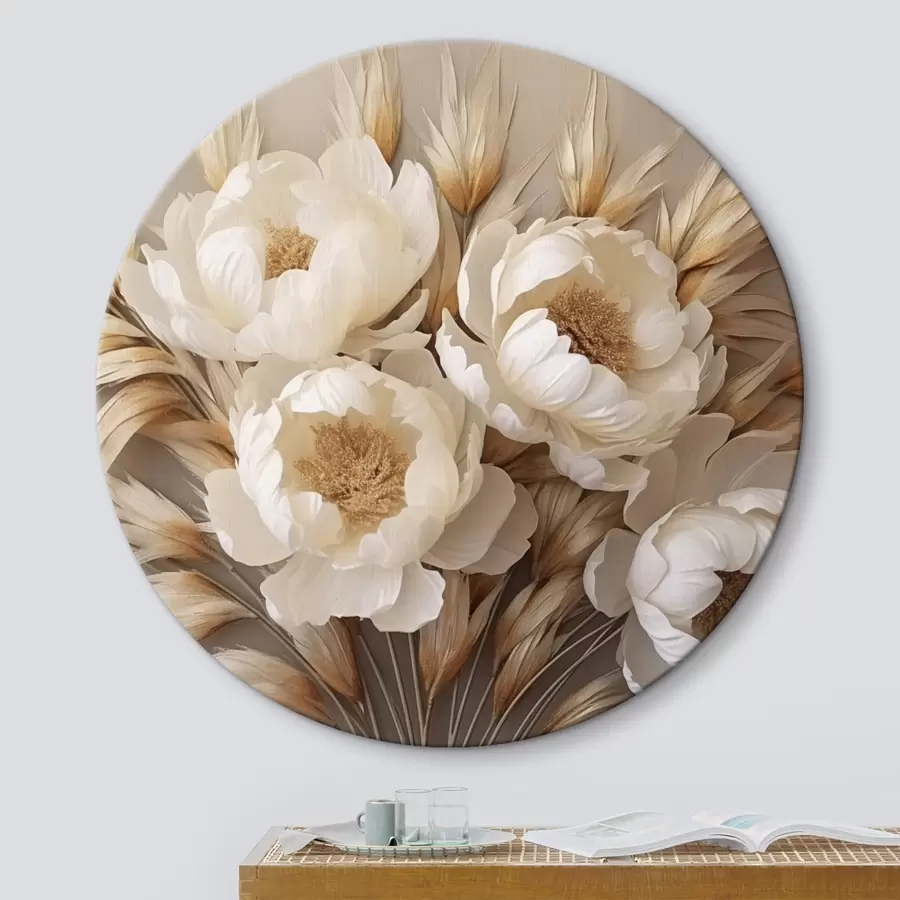 murales de pared Peonías con espiguillas r44913