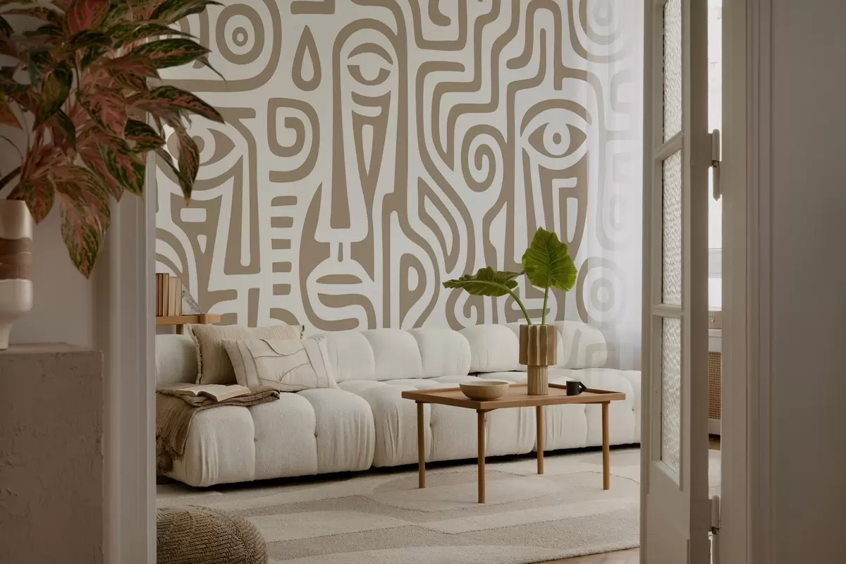 murales de pared Detalles faciales estilizados w04186v2