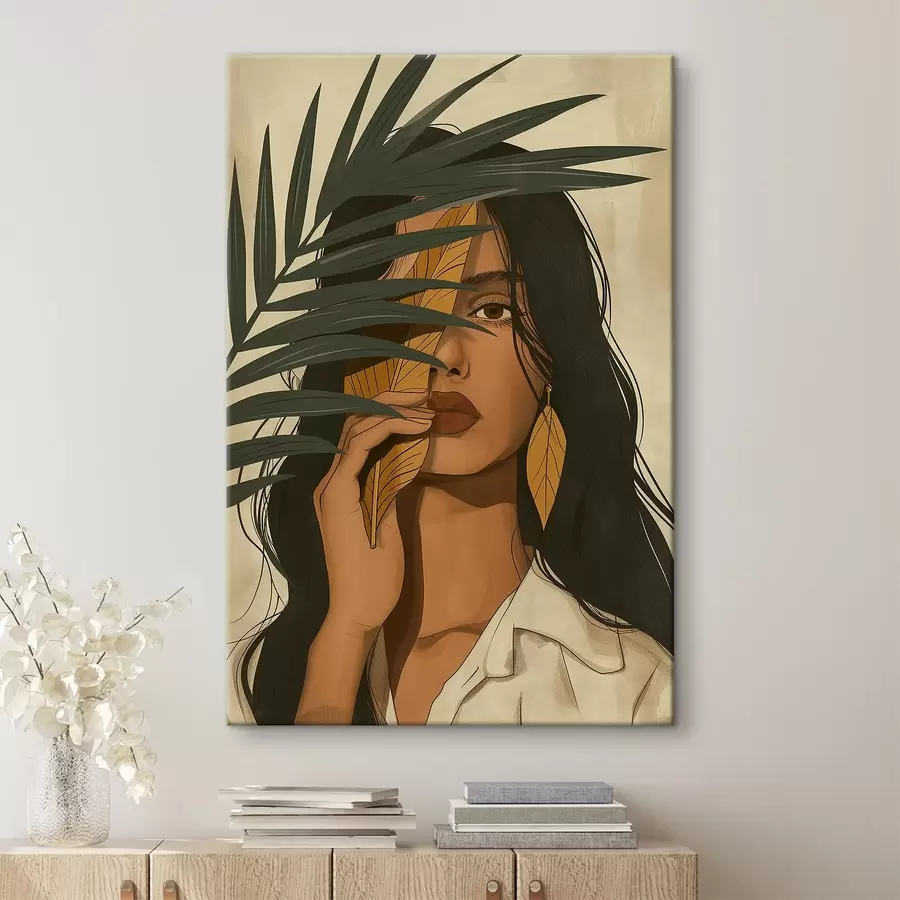 murales de pared Rostro oculto tras las hojas s44960