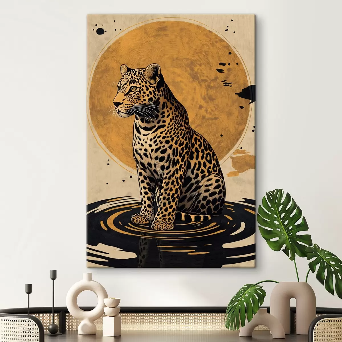 murales de pared Leopardo y sol s44970
