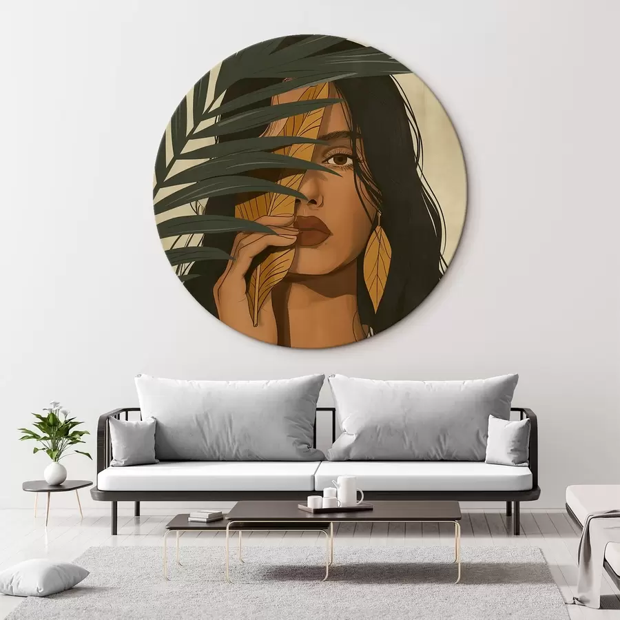 murales de pared Rostro oculto tras las hojas r44960