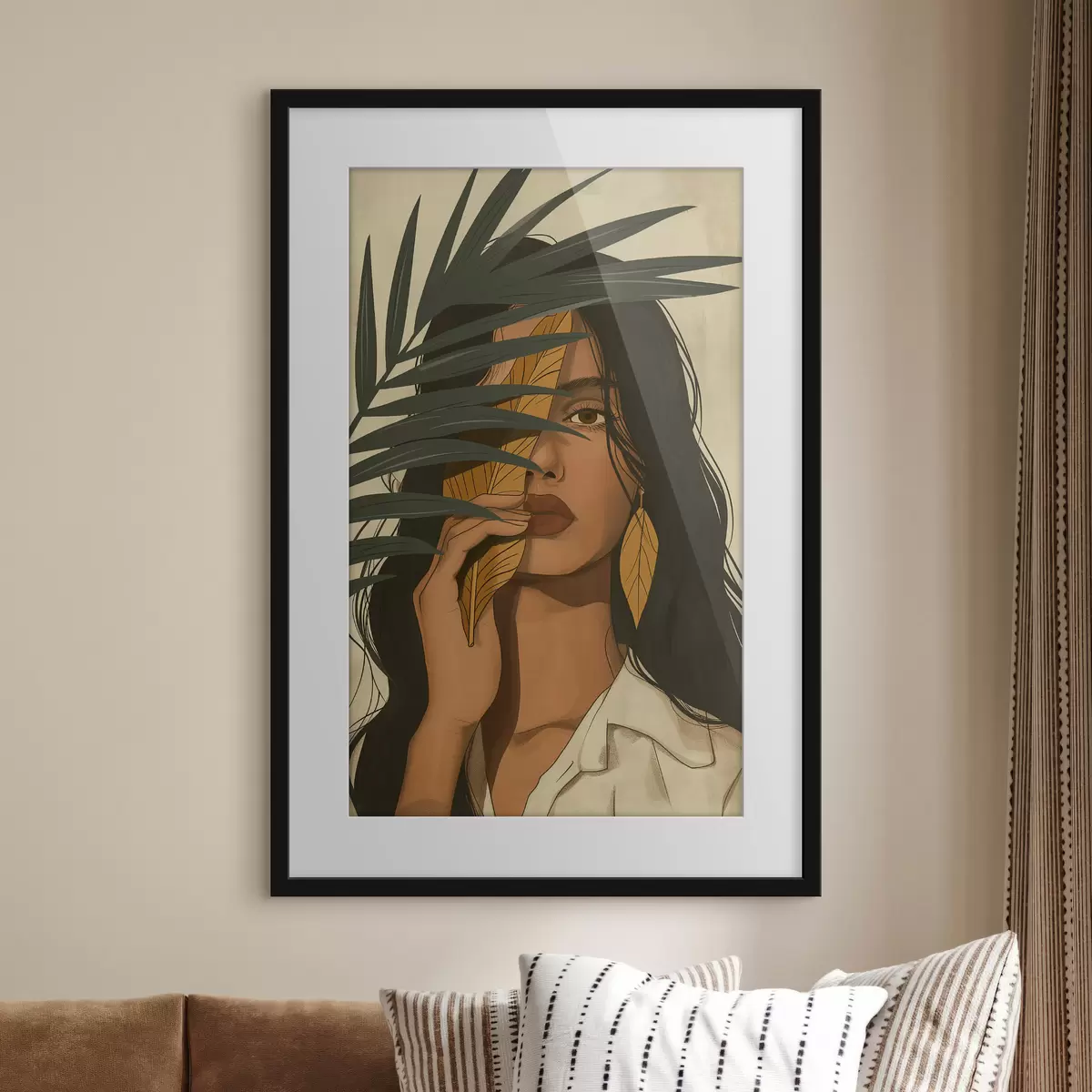 Poster Rostro oculto tras las hojas f44960