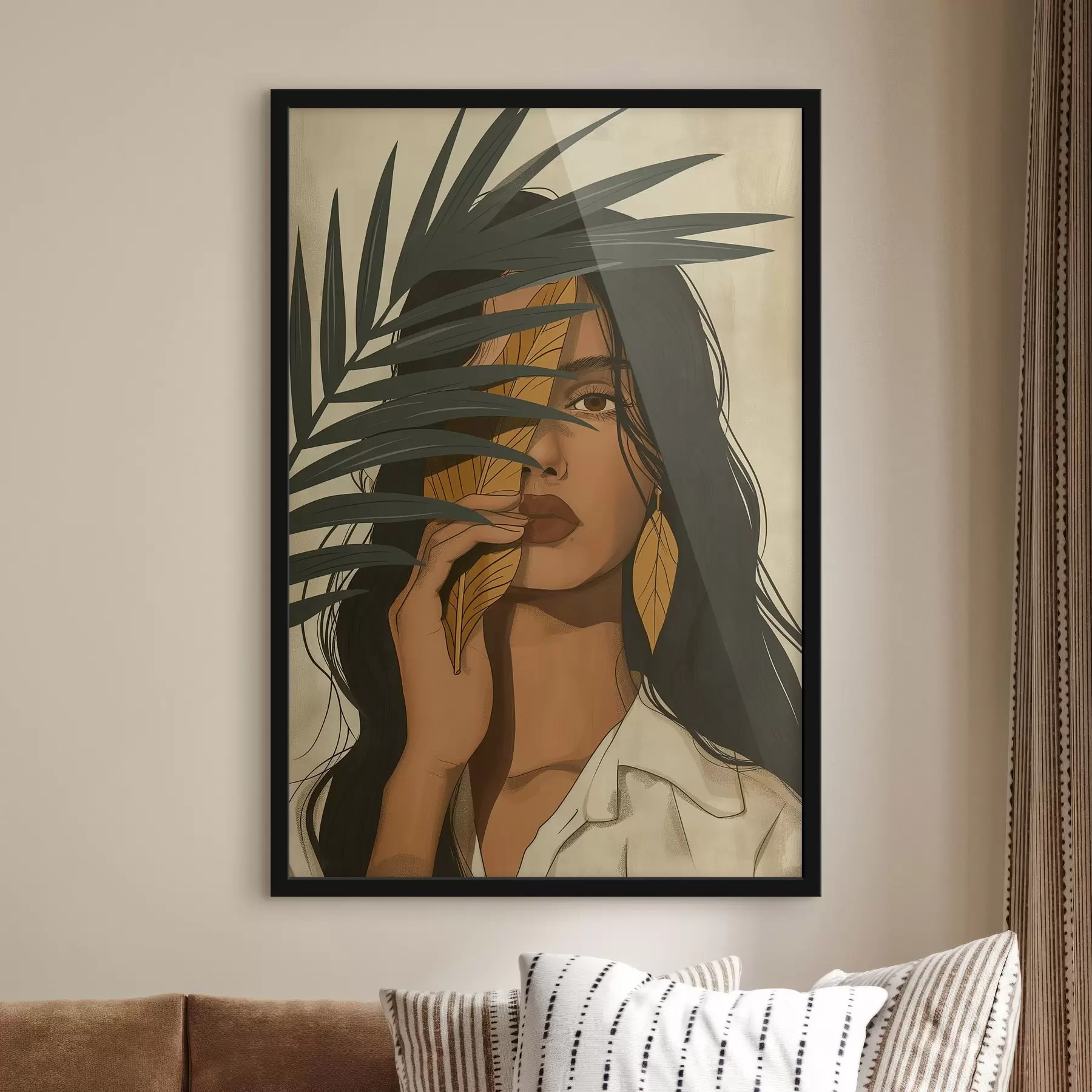 murales de pared Rostro oculto tras las hojas f44960