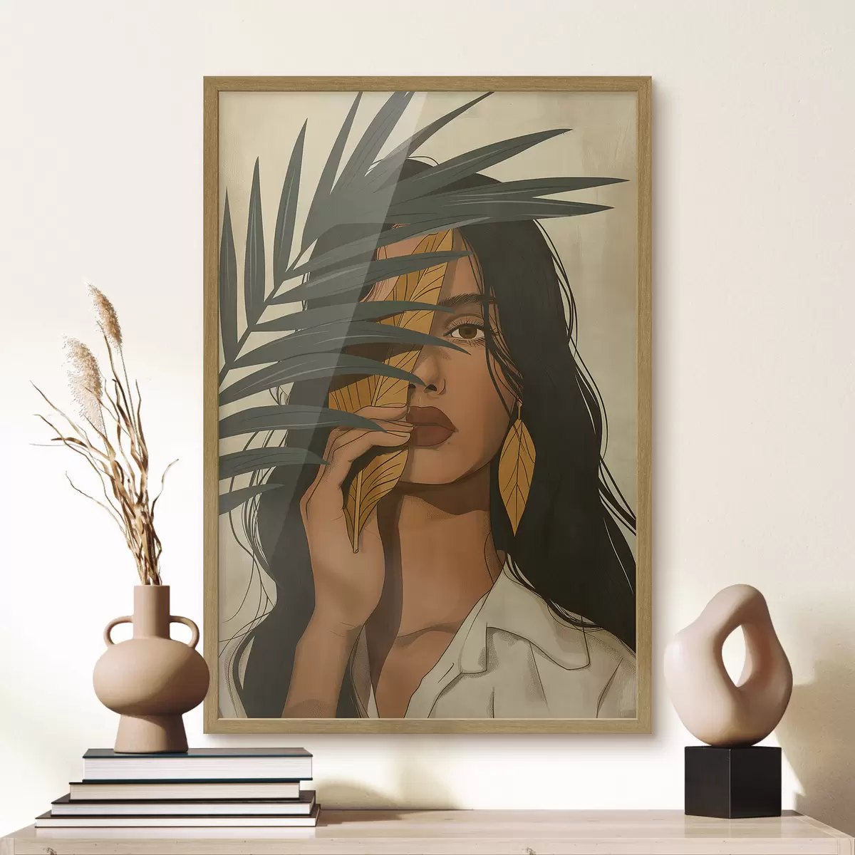 Poster Rostro oculto tras las hojas f44960