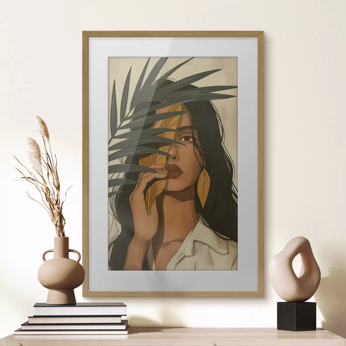 Poster Rostro oculto tras las hojas f44960