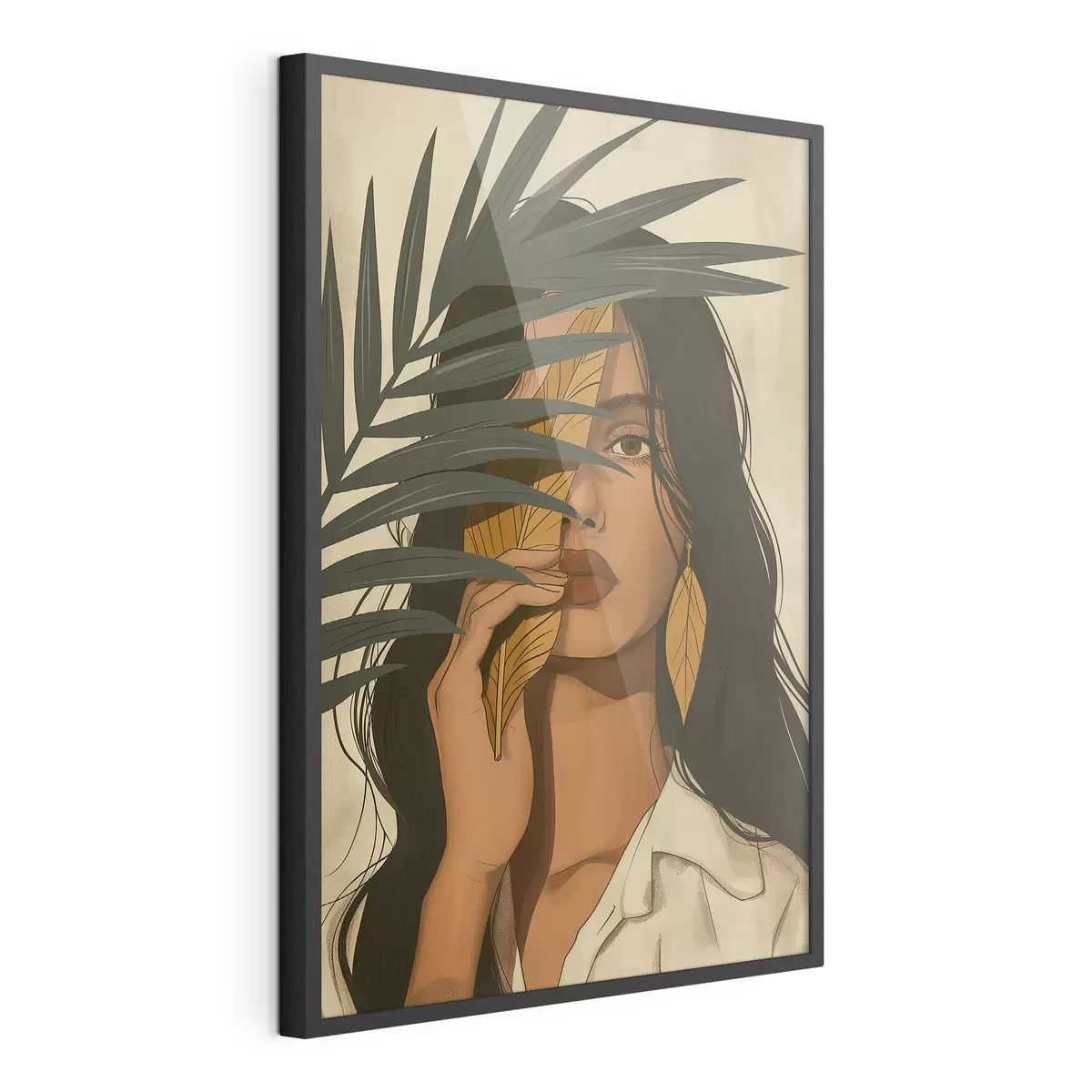 Poster Rostro oculto tras las hojas f44960