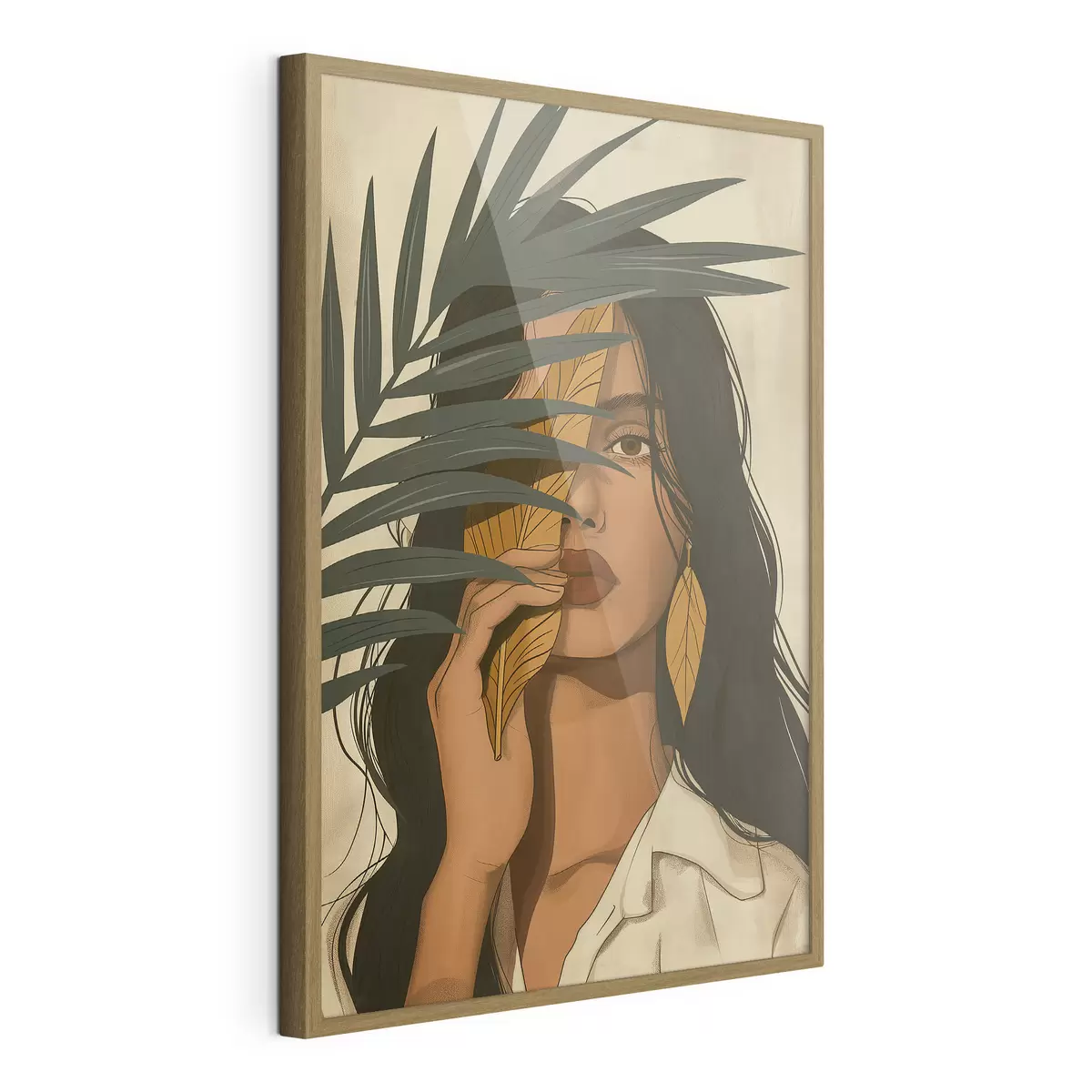 Poster Rostro oculto tras las hojas f44960