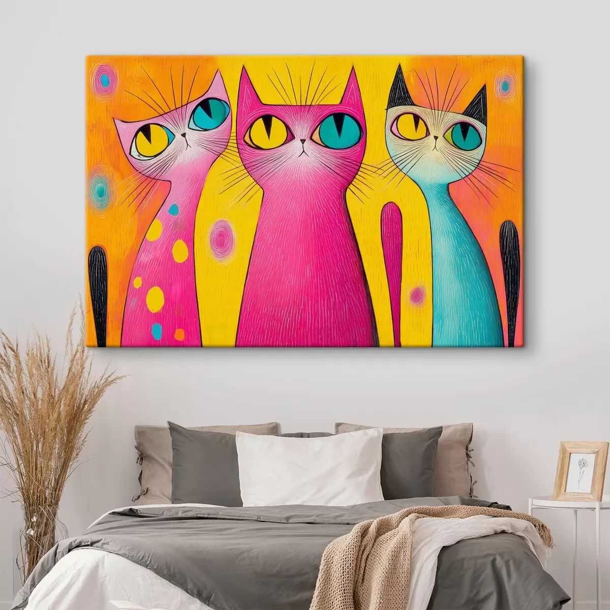 murales de pared Gatos juguetones de ojos grandes en estilo artístico s44845