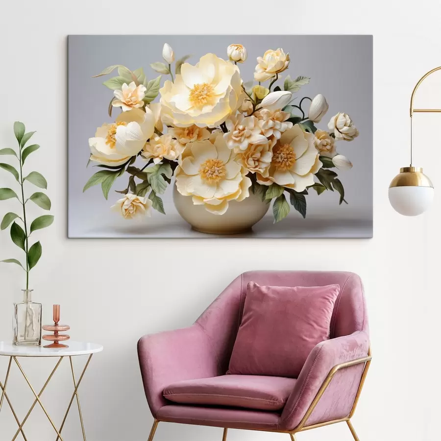 murales de pared Exuberante ramo de flores en tonos pastel s44846