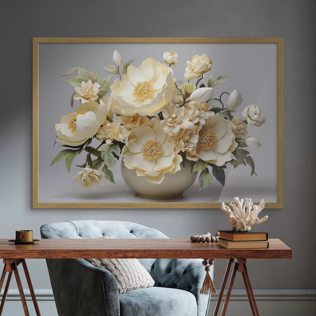 Poster Exuberante ramo de flores en tonos pastel f44846