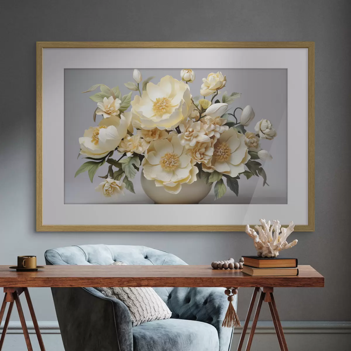 Poster Exuberante ramo de flores en tonos pastel f44846