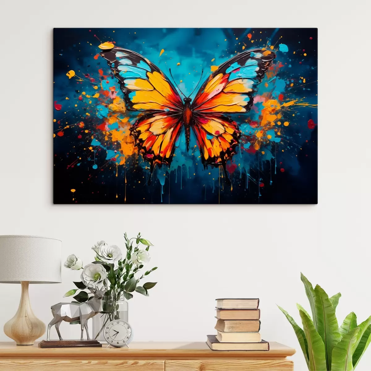 murales de pared Mariposa de colores en estilo salpicadura de pintura s44938