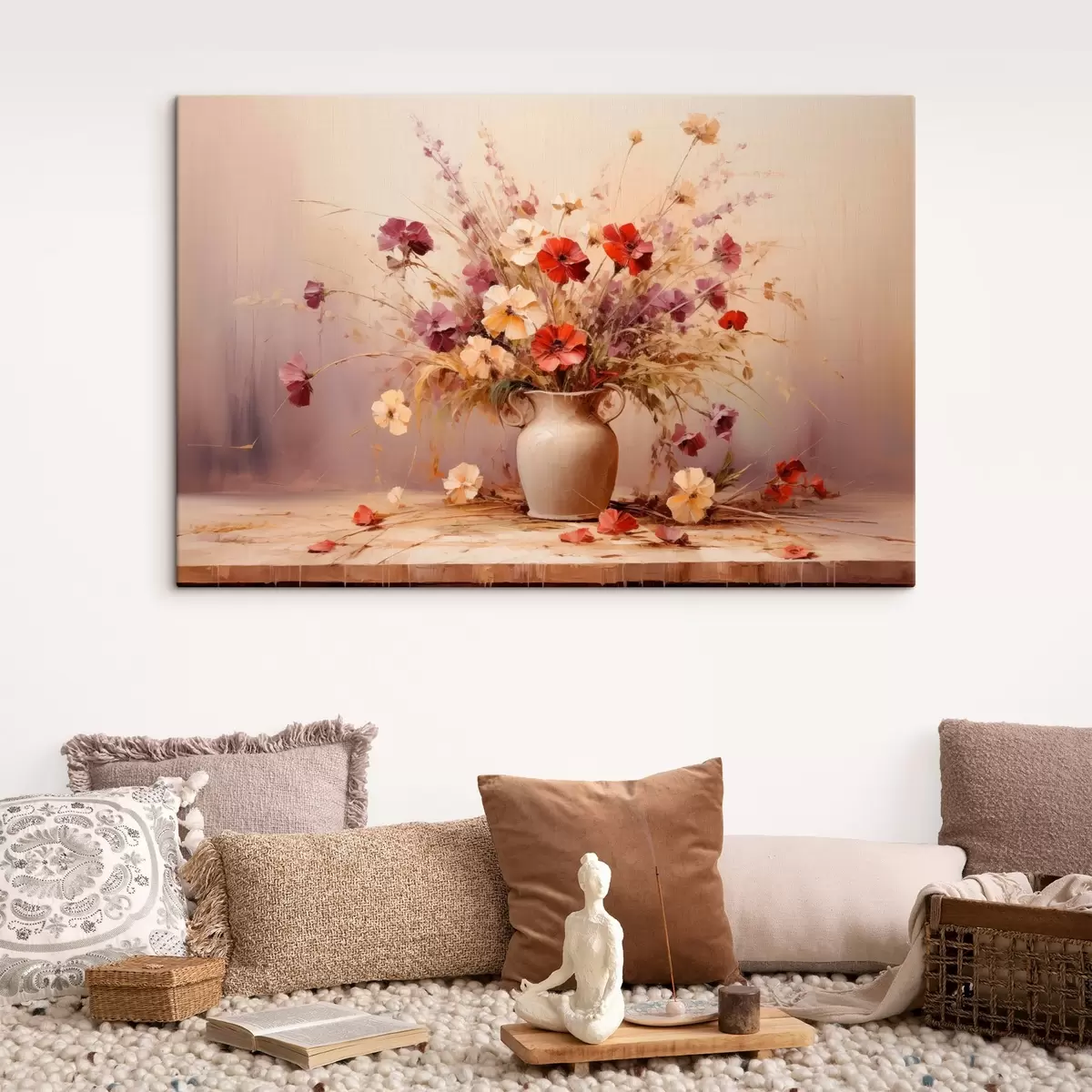 murales de pared Ramo de flores silvestres en un jarrón al óleo s44947