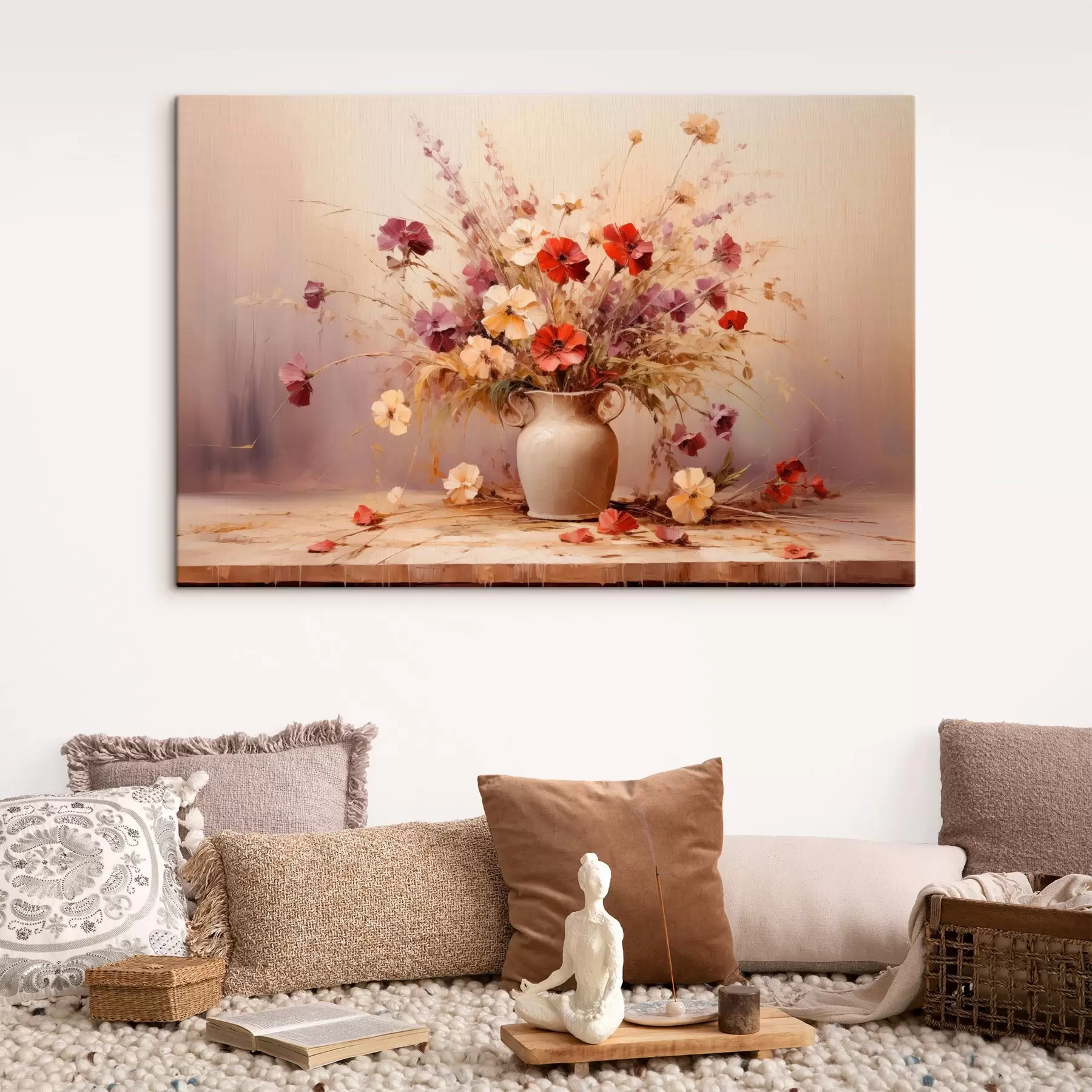 murales de pared Ramo de flores silvestres en un jarrón al óleo s44947