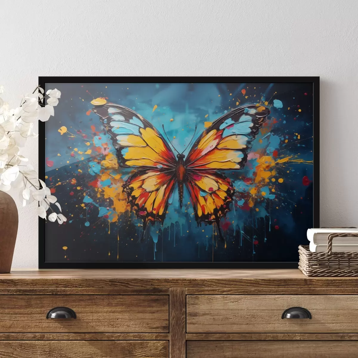Poster Mariposa de colores en estilo salpicadura de pintura f44938