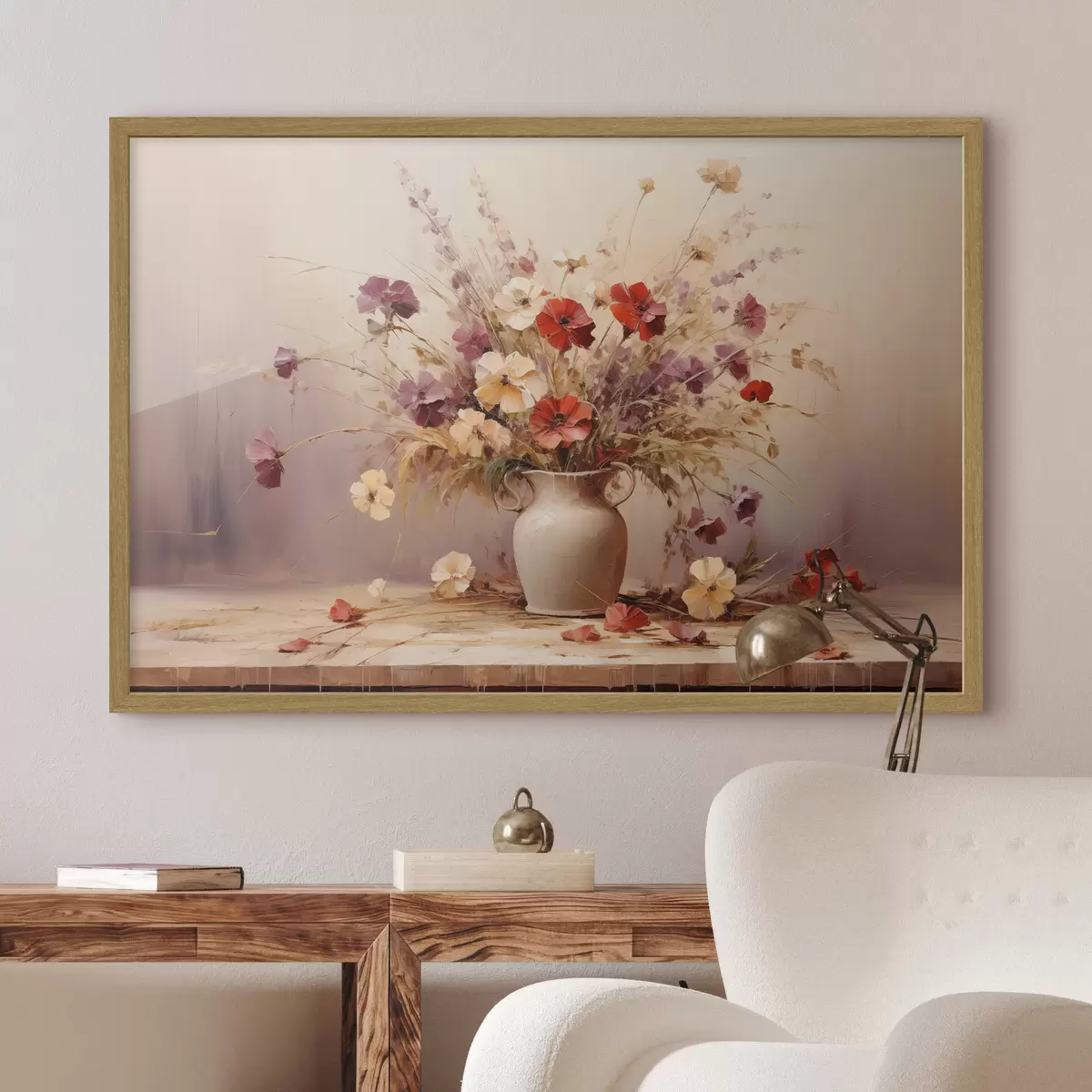 Poster Ramo de flores silvestres en un jarrón al óleo f44947