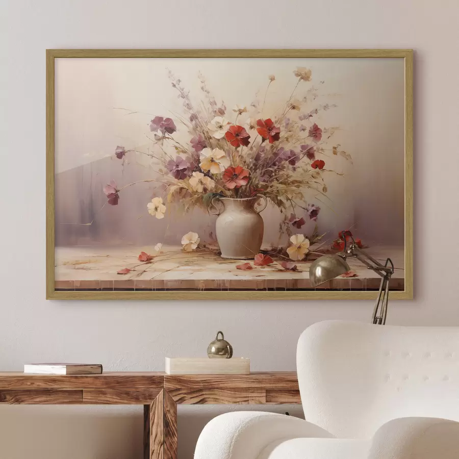 murales de pared Ramo de flores silvestres en un jarrón al óleo f44947