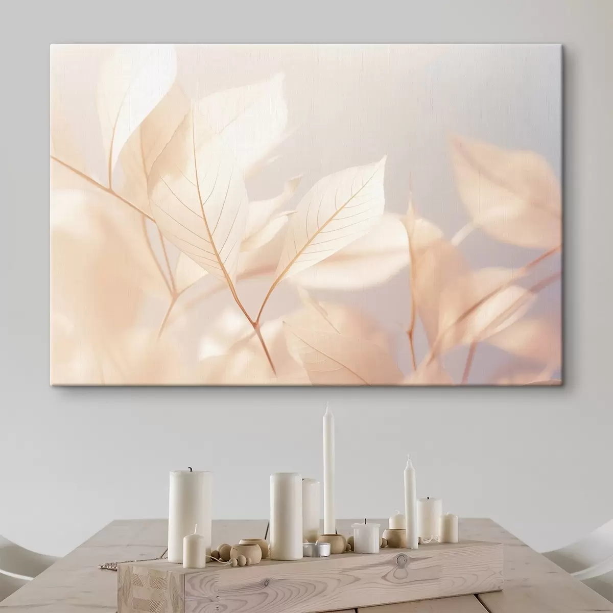 murales de pared Hojas translúcidas con intrincados dibujos de venas, suave paleta de colores pastel, iluminación etérea, composición minimalista s44928