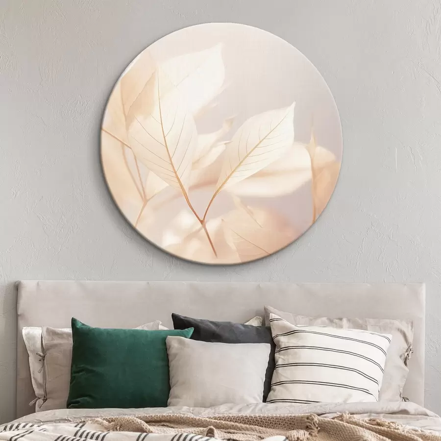 murales de pared Hojas translúcidas con intrincados dibujos de venas, suave paleta de colores pastel, iluminación etérea, composición minimalista r44928