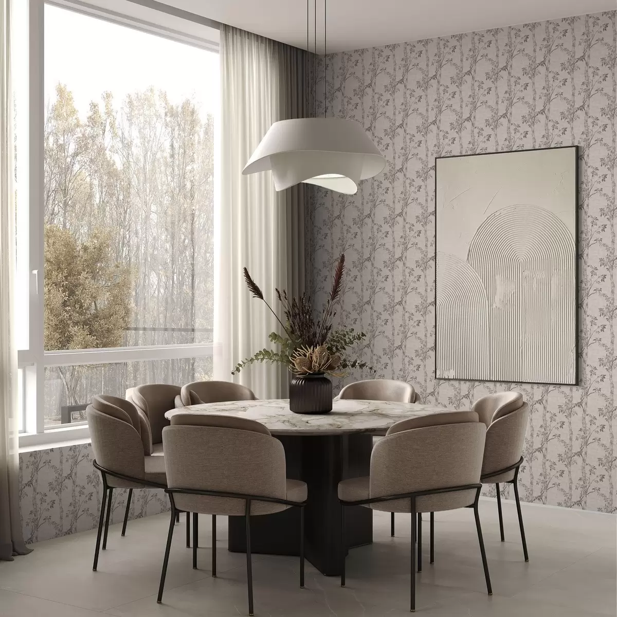 Papel pintado Ramas de abedul con hojas, fondo texturizado a00257v1