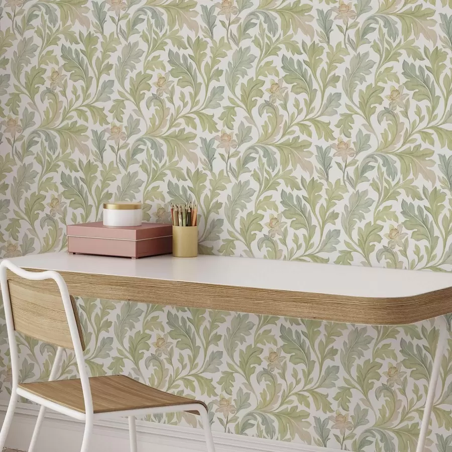 murales de pared Adorno floral vintage sobre fondo blanco a00277v2