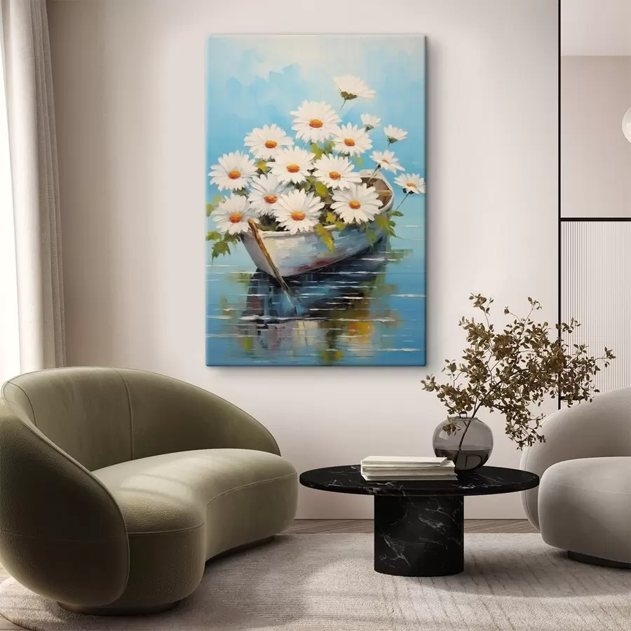 murales de pared Margaritas en una barca sobre el agua s44987