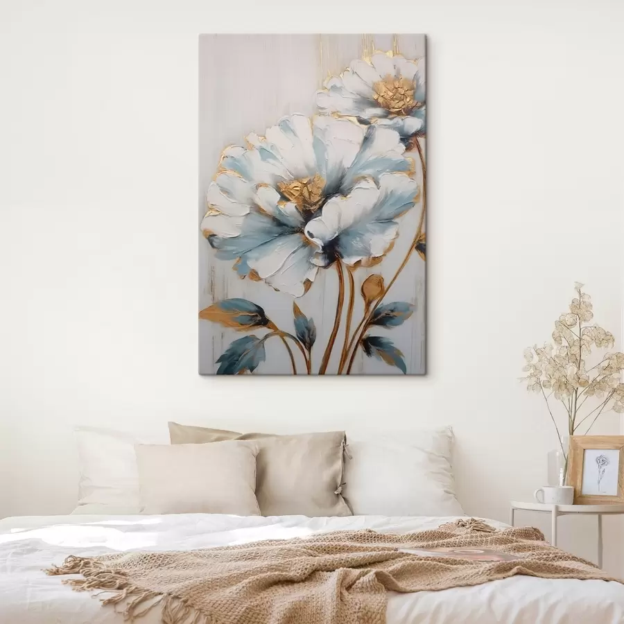 murales de pared Flores azules y blancas s44989