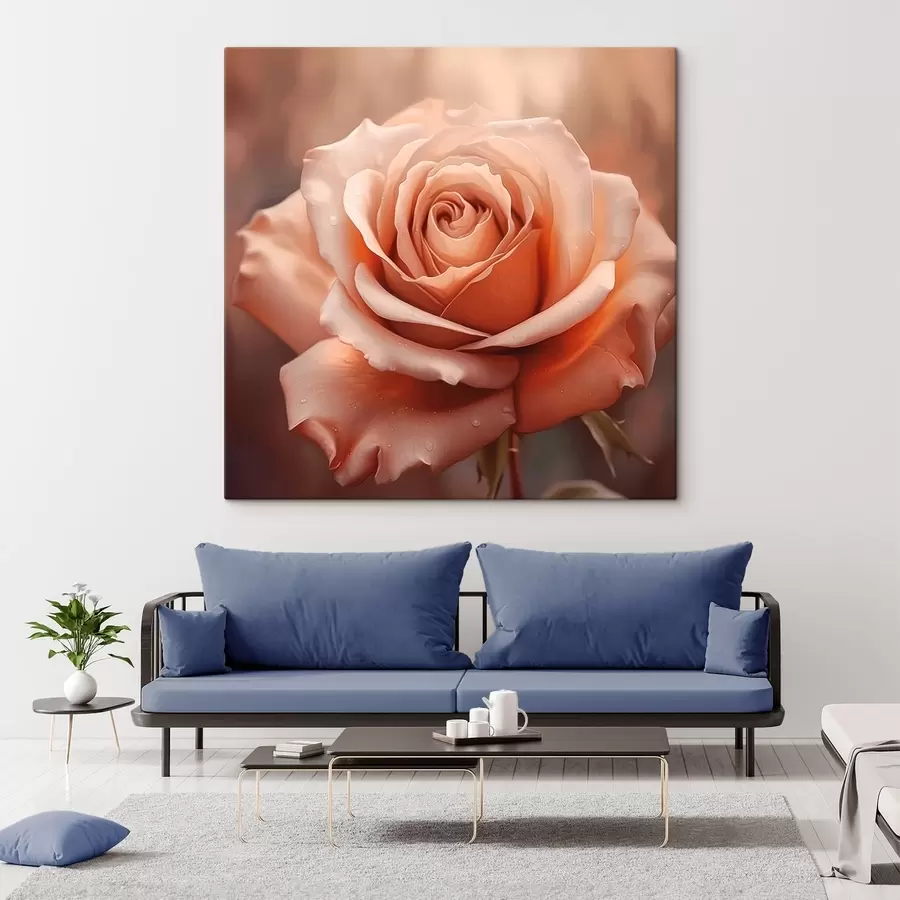 murales de pared Rosa con gotas de rocío s44991