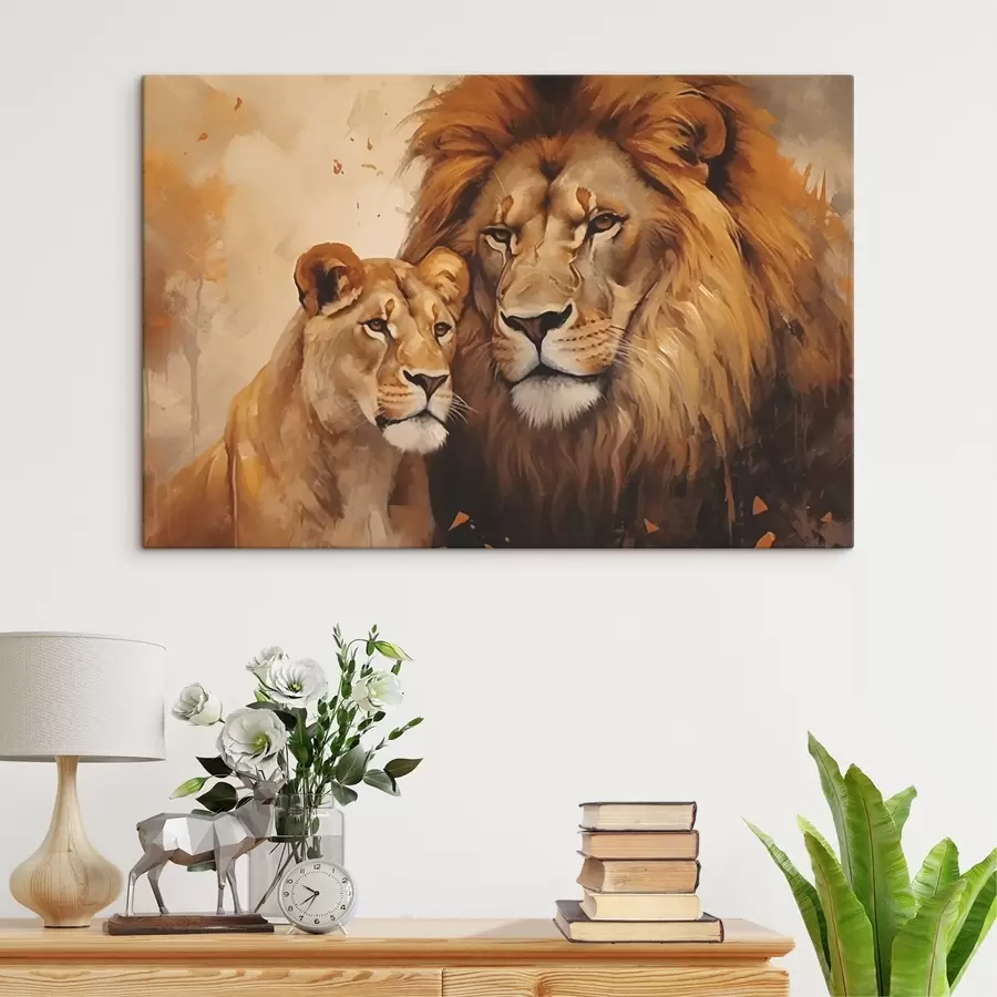 murales de pared León y leona s44992