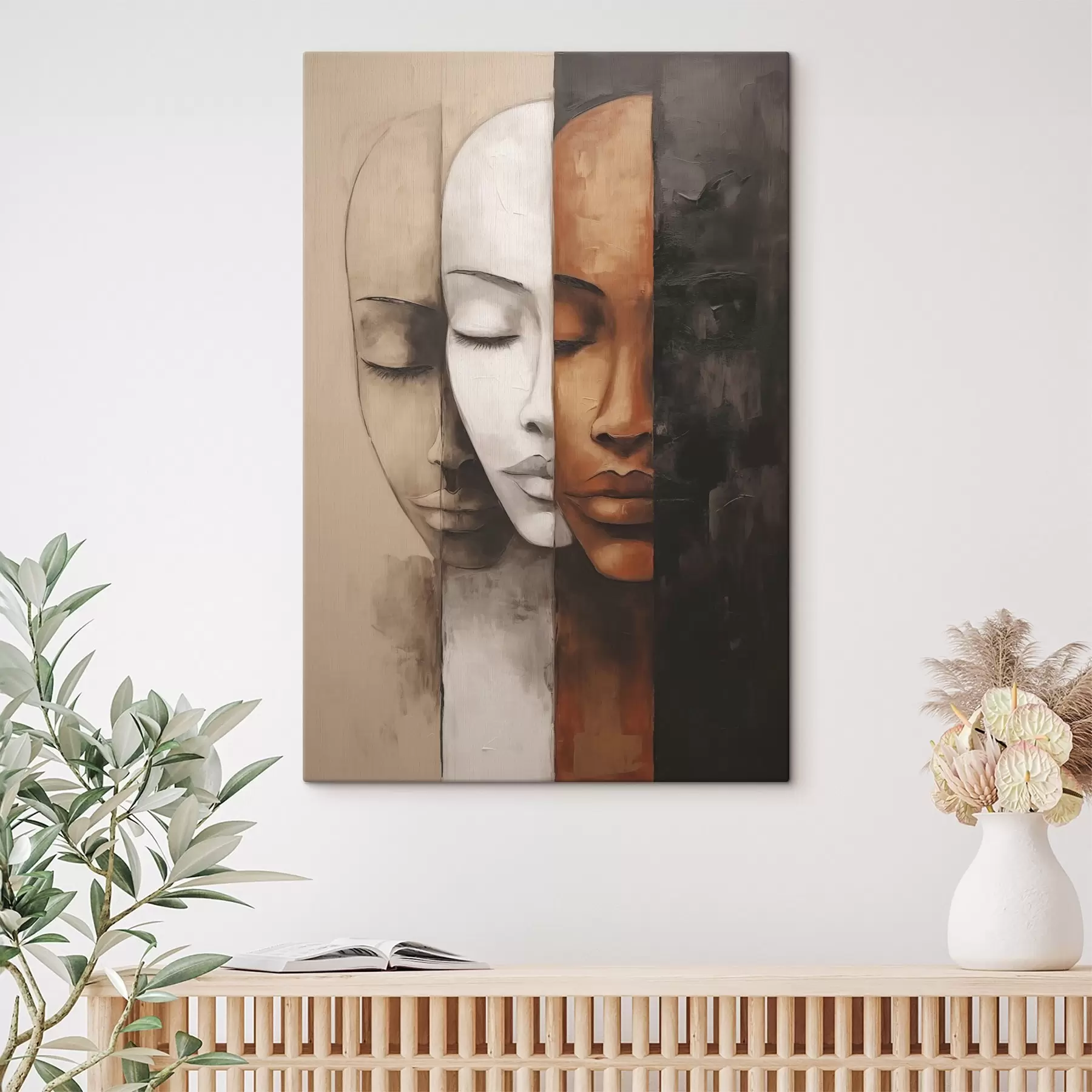 murales de pared Retrato en estilo abstracto con caras s45003