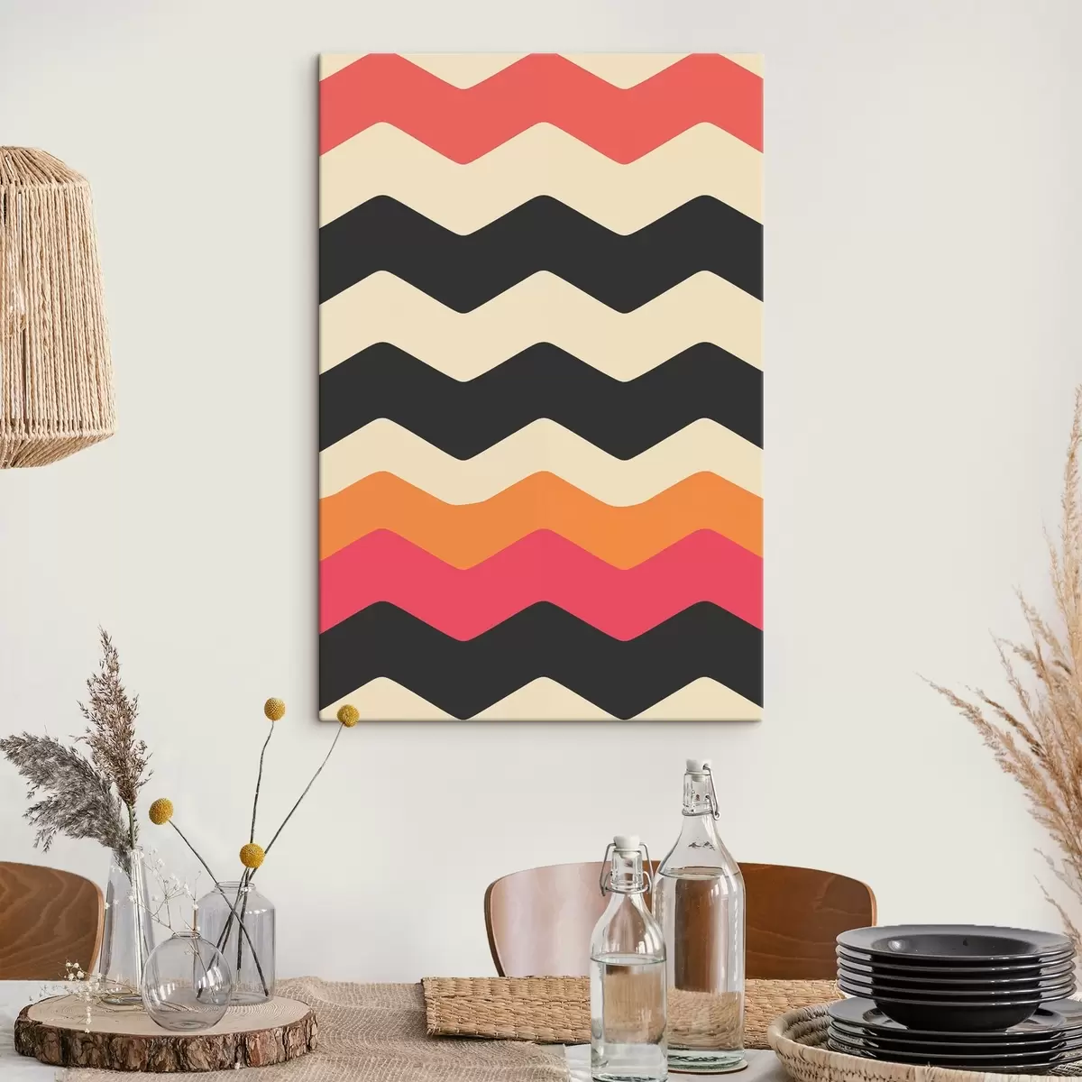 murales de pared Motivo geométrico con rayas onduladas s45004