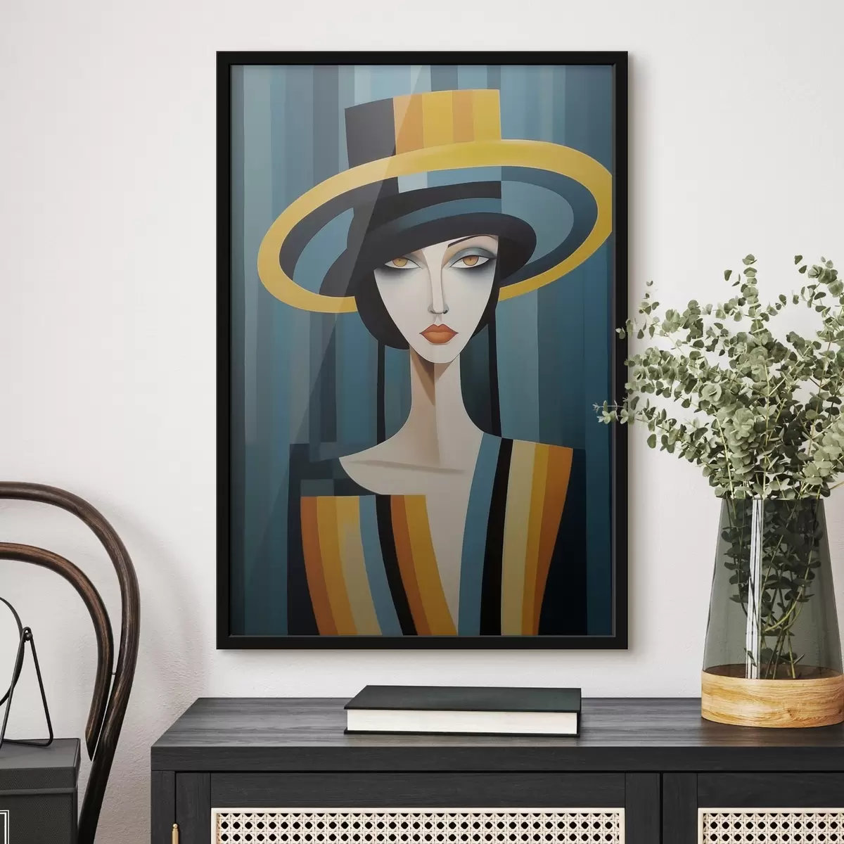 Poster Retrato abstracto de mujer con sombrero f44990