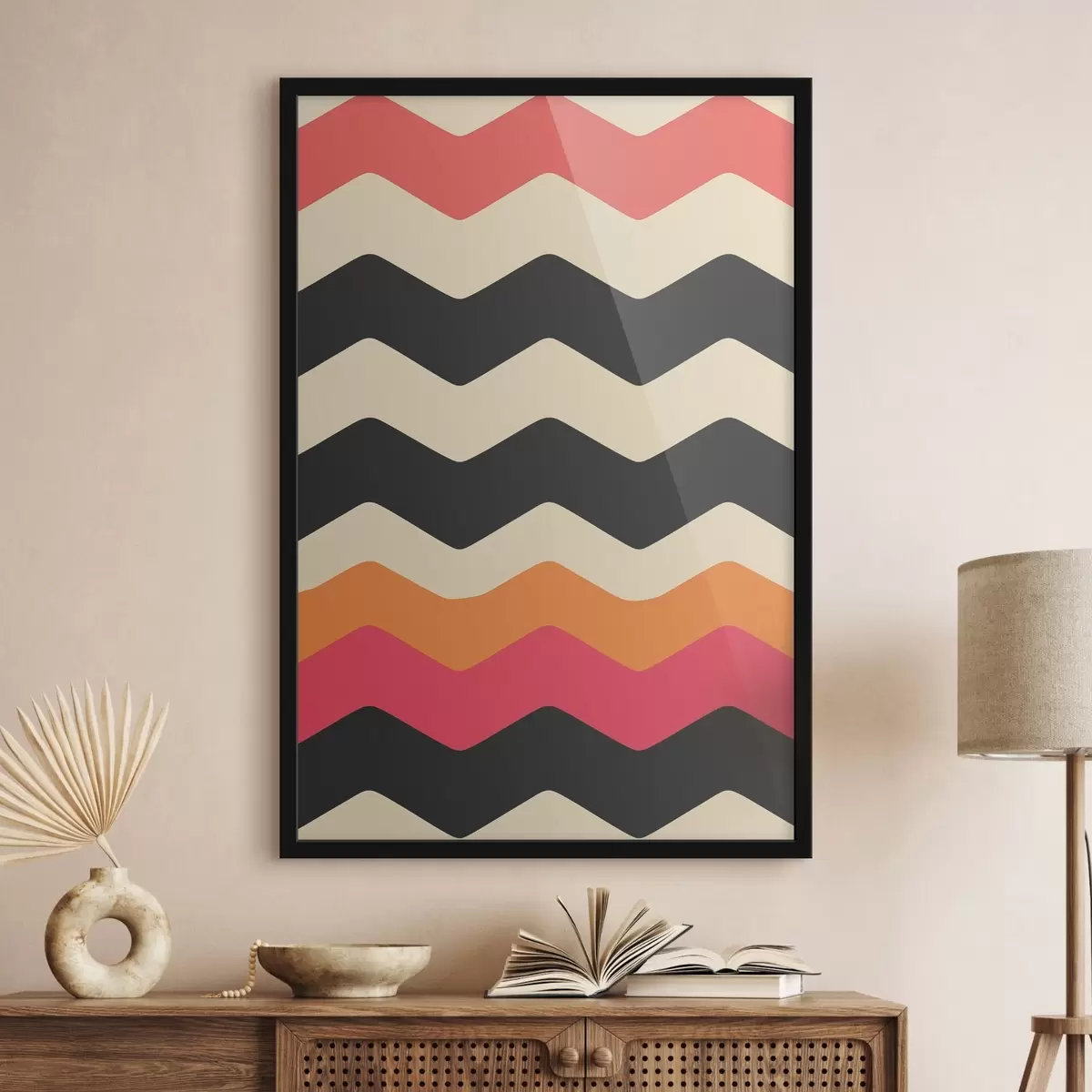 Poster Motivo geométrico con rayas onduladas f45004