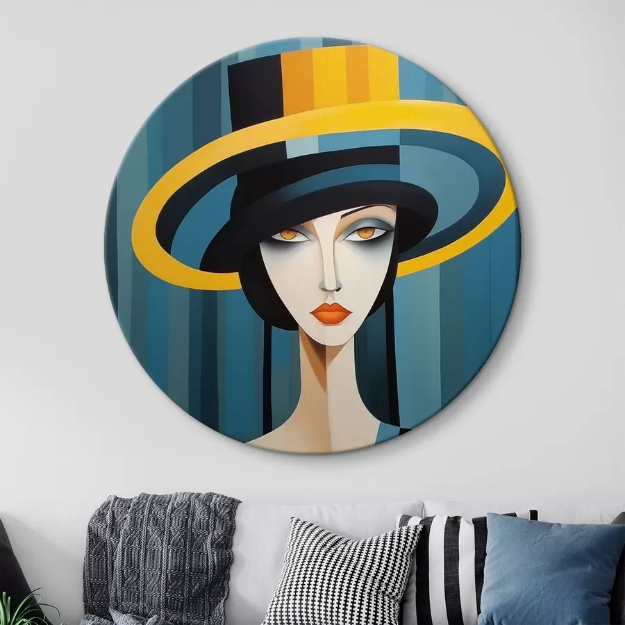 murales de pared Retrato abstracto de mujer con sombrero r44990
