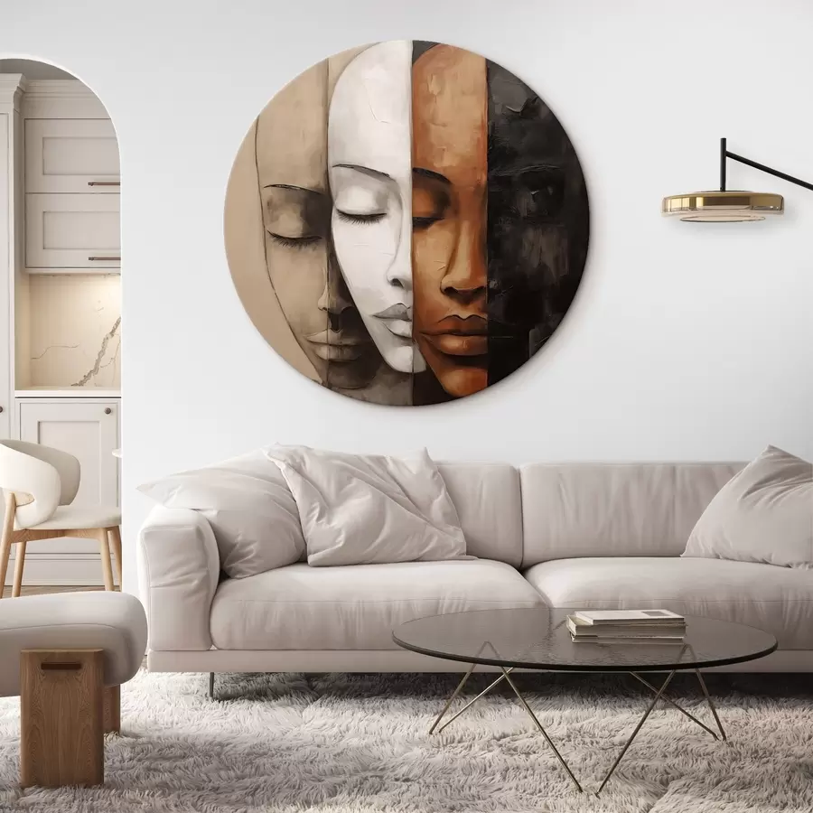 murales de pared Retrato en estilo abstracto con caras r45003