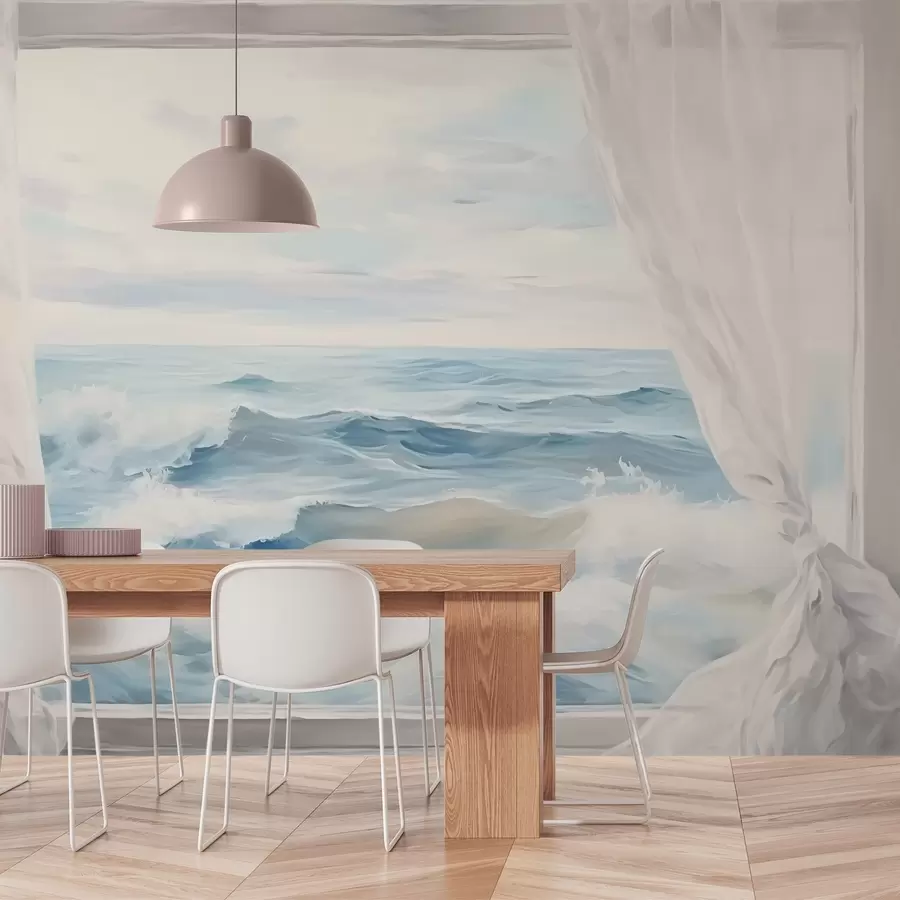 murales de pared Vista al mar desde la ventana w04230