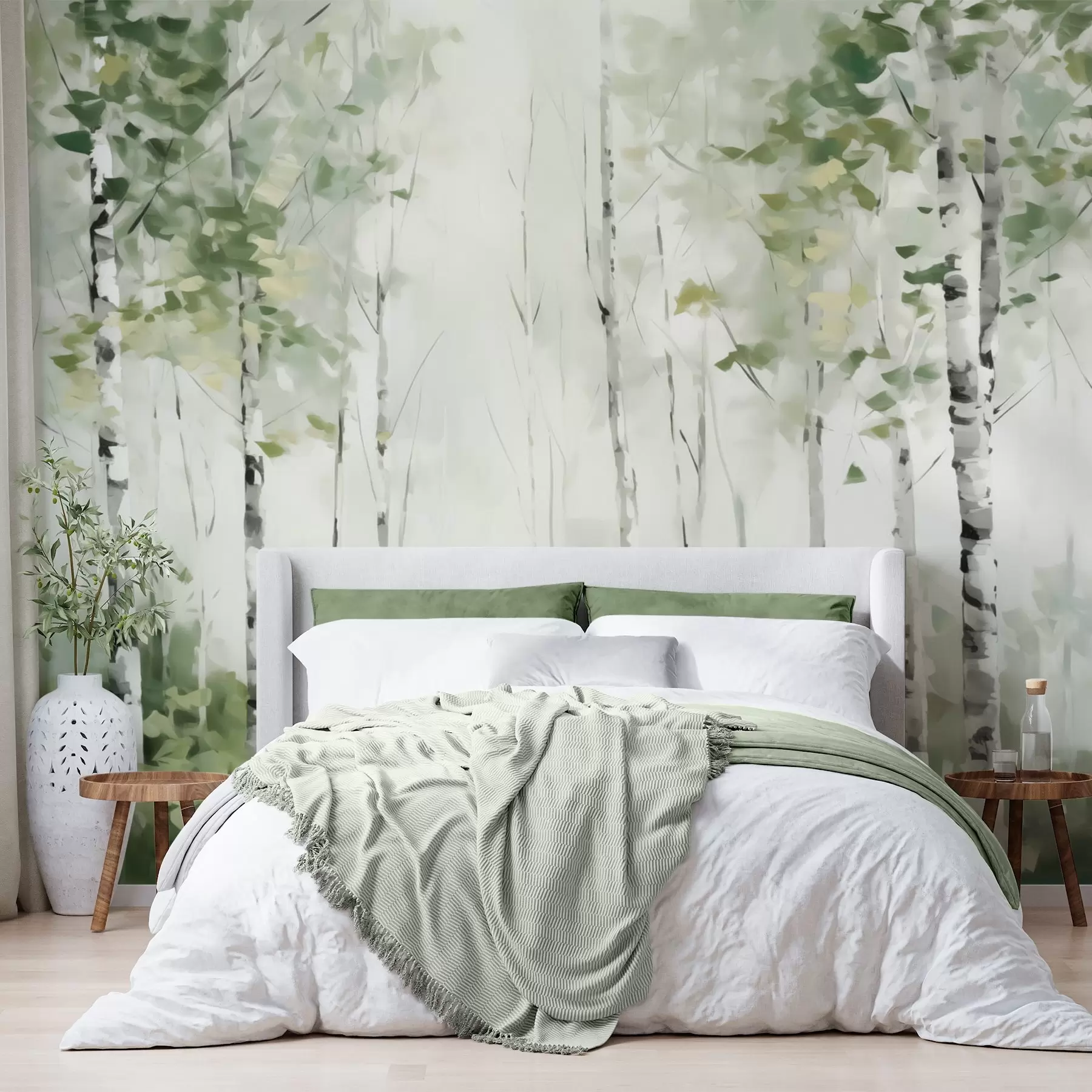 murales de pared Pintura imitación bosque caducifolio w04234